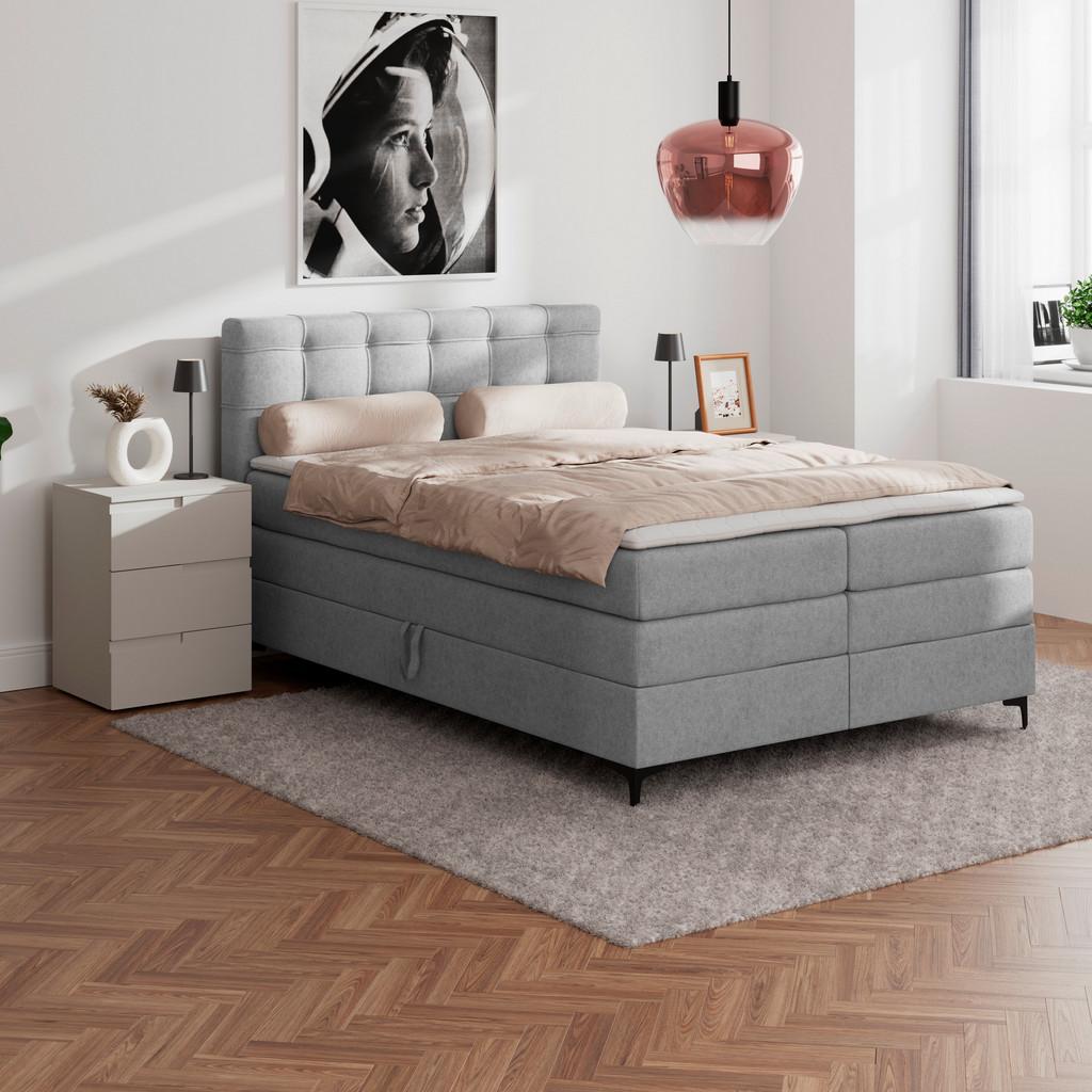 Boxspringbett MITTO Hellgrau 140x200 cm