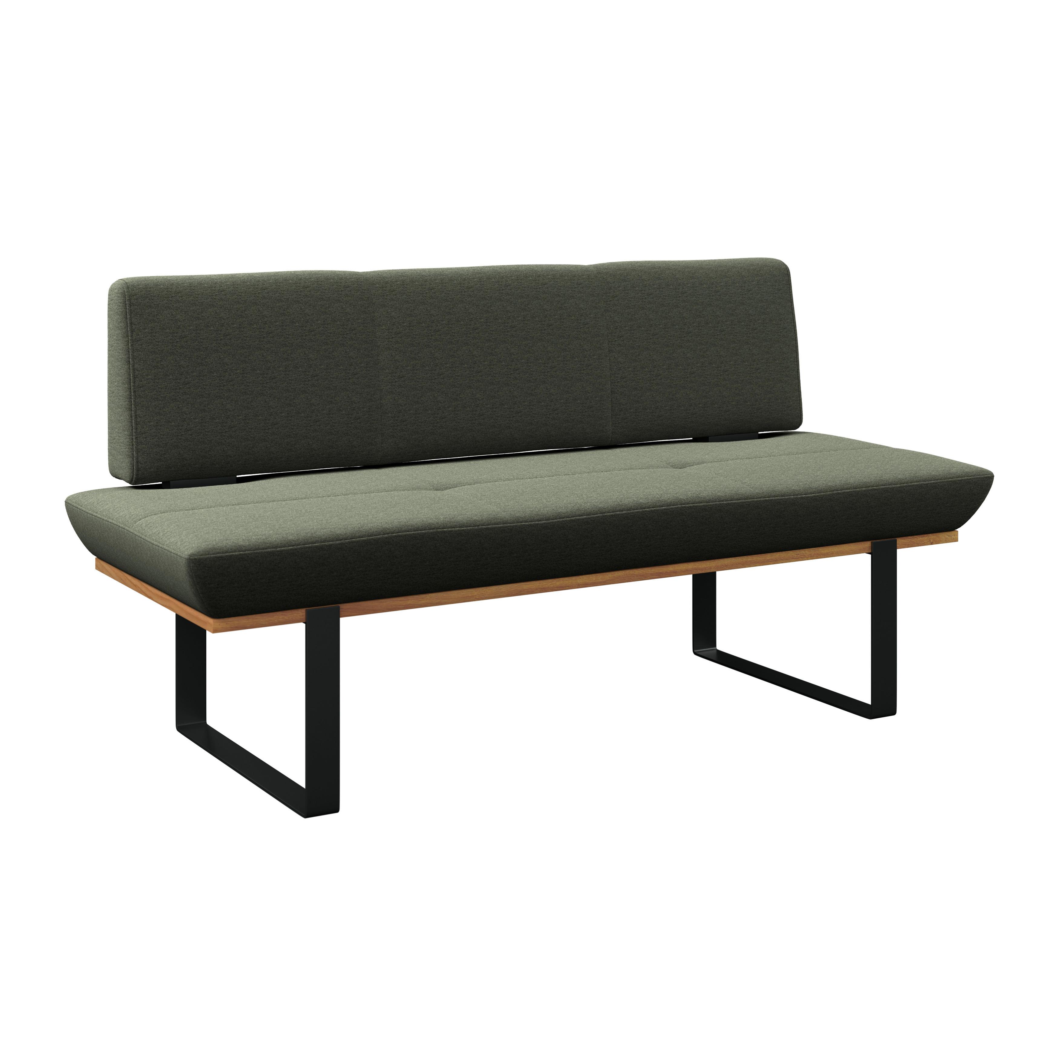 Sitzbank Tristan Webstoff grün, B: 170cm - Schwarz/Grün, MODERN, Holz/Textil (170/48/90cm) - James Wood