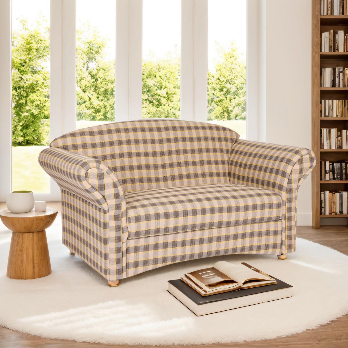 2-Sitzer Loretta ca. 153x83x85 cm - Hellbraun/Braun, Basics, Holz/Textil (153/83/85cm)