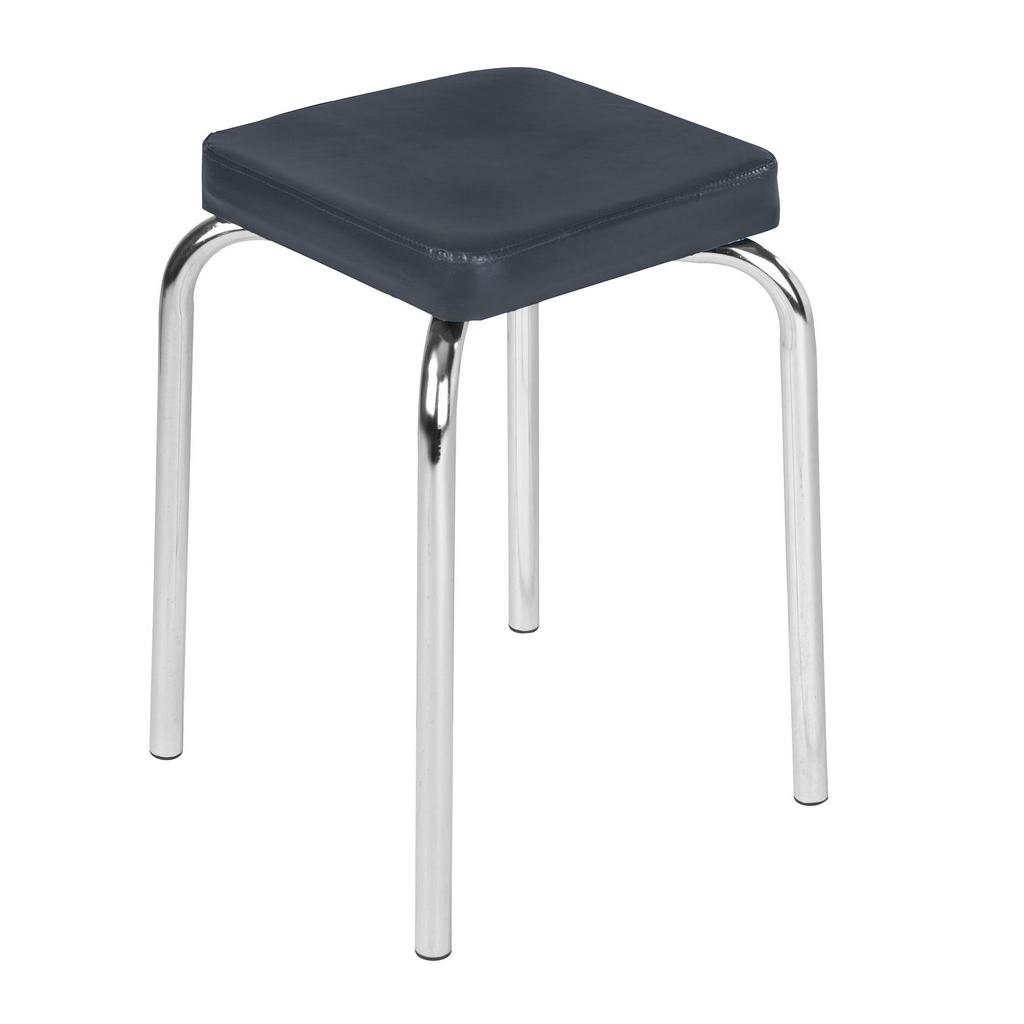 Stapelhocker Pik Metall Chrom/ Lederlook Schwarz H: 49 Cm