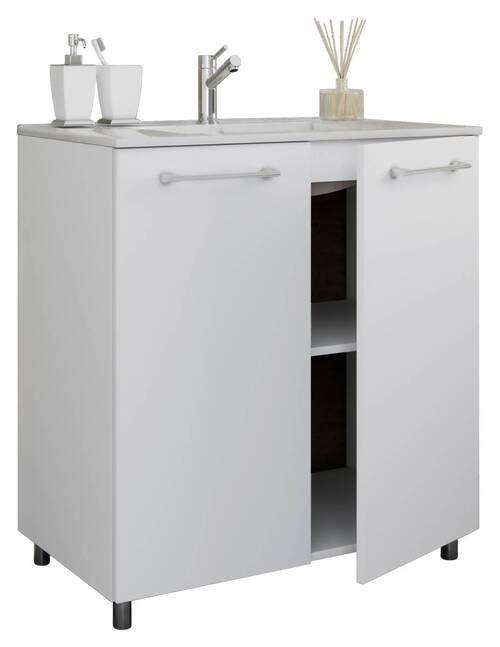 Waschtischkomi Gilos Weiß B: 80 cm - Weiß/Grau, MODERN, Keramik/Holzwerkstoff (80cm) - MID.YOU