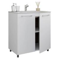 Waschtischkomi Gilos Weiß B: 80 Cm - Weiß/Grau, MODERN, Keramik/Holzwerkstoff (80cm) - MID.YOU
