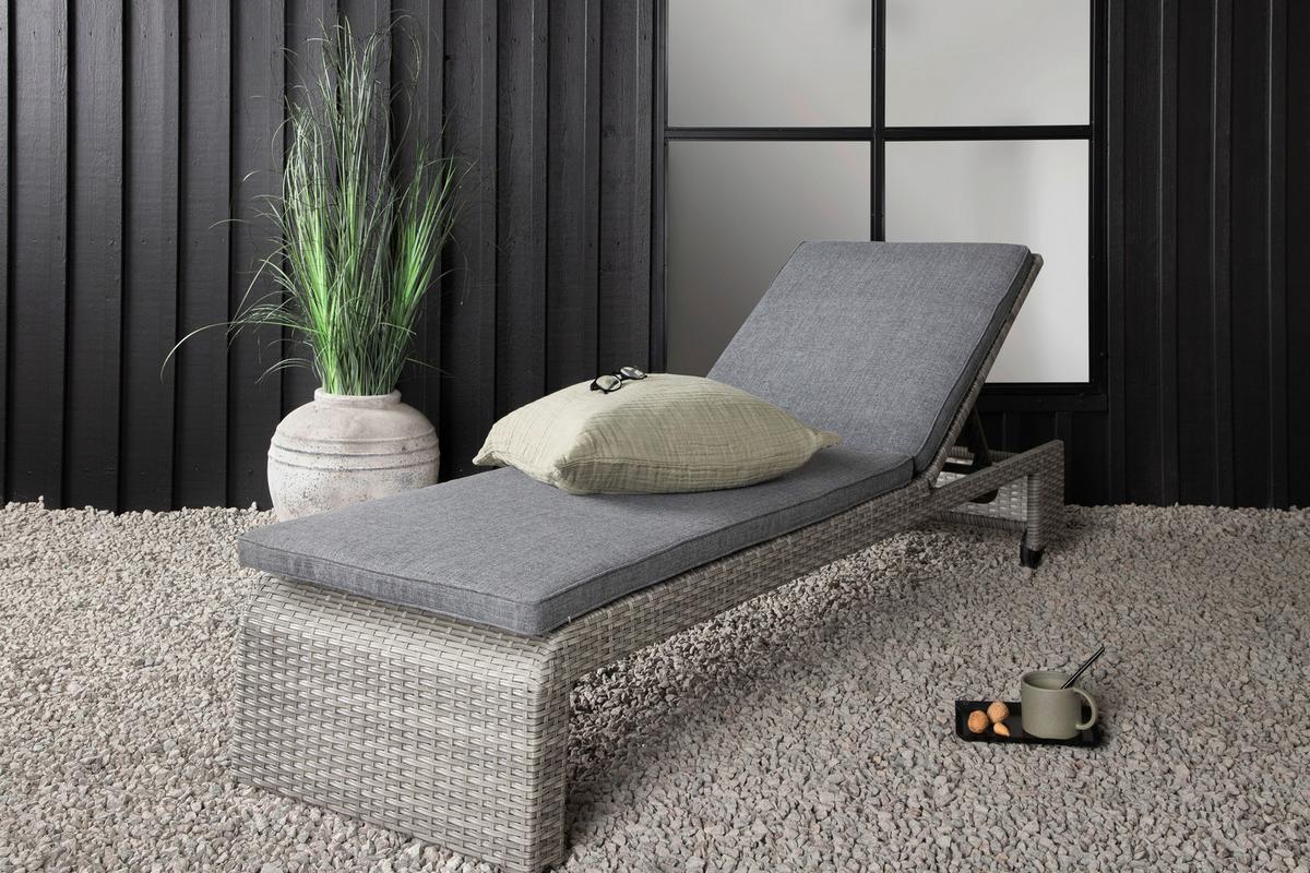 Sonnenliege London Kunststoff verstellbar - Grau, KONVENTIONELL, Kunststoff/Textil (60/32/196cm) - Gardenson