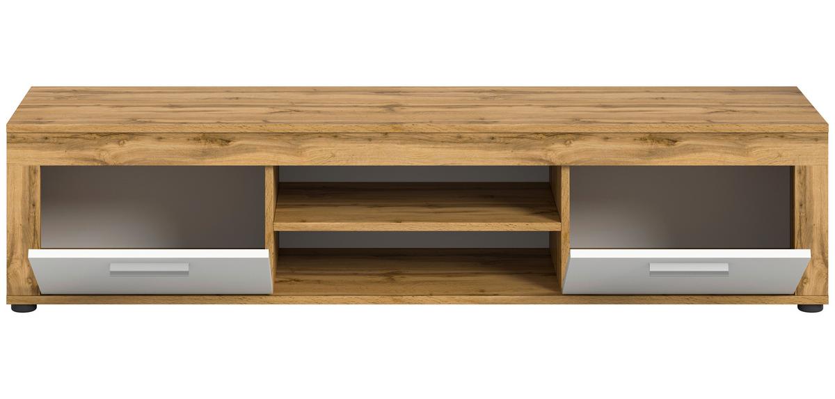 Lowboard Jam Weiß/eiche Dekor B: 160 Cm - Eiche Wotan/Schwarz, Design, Holzwerkstoff (160/37/40cm) - MID.YOU