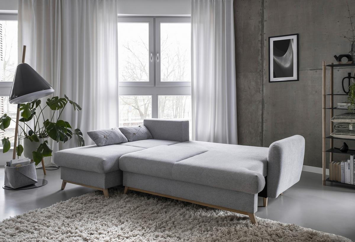 Ecksofa Scandic Lagom Beige S: 157x235 cm - Hellgrau/Naturfarben, Textil (157/235cm) - MID.YOU