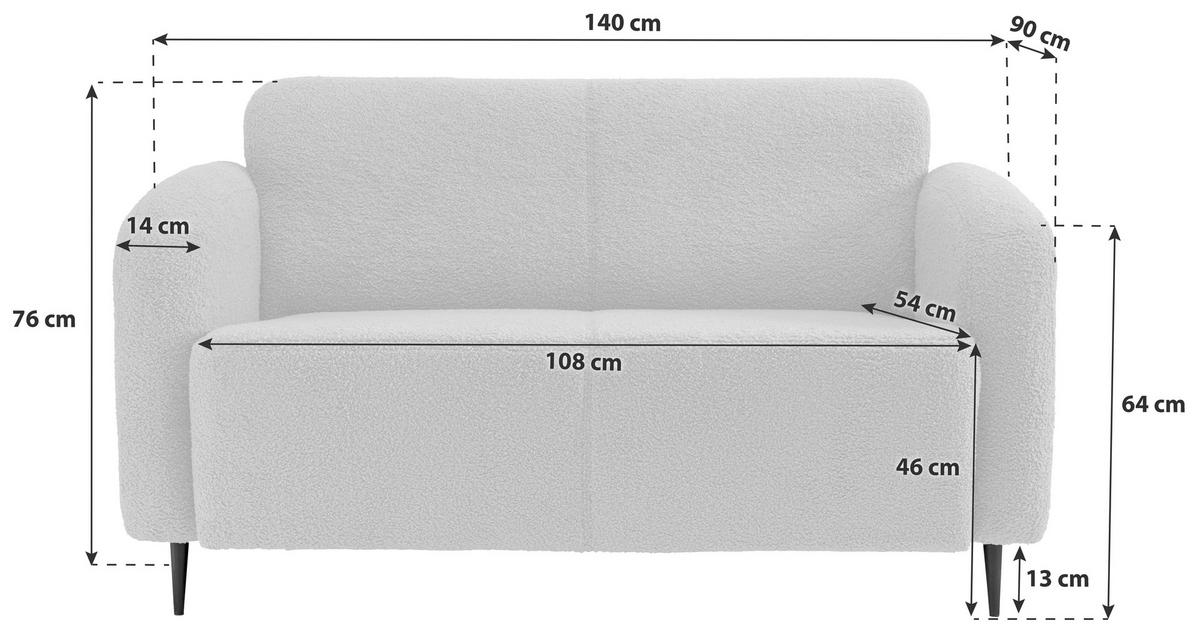 2-Sitzer-Sofa Marone Dunkelgrün Teddystoff - Dunkelgrün/Schwarz, MODERN, Textil (140/76/90cm) - Livetastic