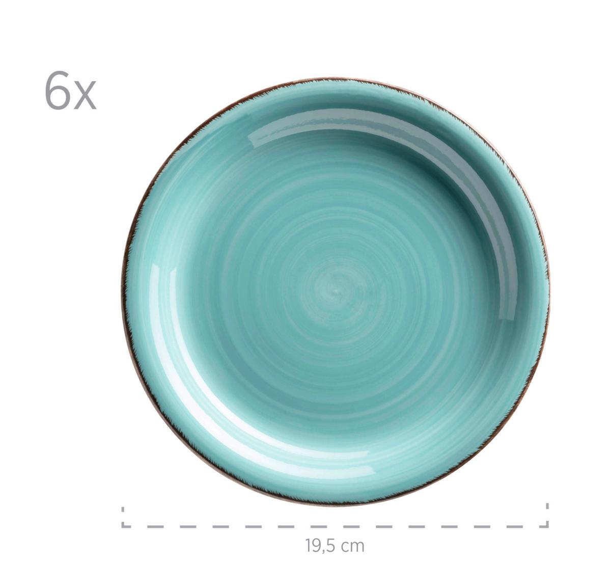 Desserttellerset Lumaca Steinzeug, Türkis, 6-Teilig - Türkis, Basics, Keramik (19,5/2,5cm) - Mäser