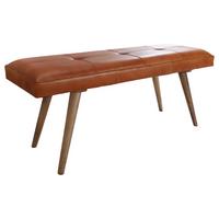 Lavice SALIM hnědá - hnědá, Natur, dřevo/kůže (117/51/38cm) - MID.YOU