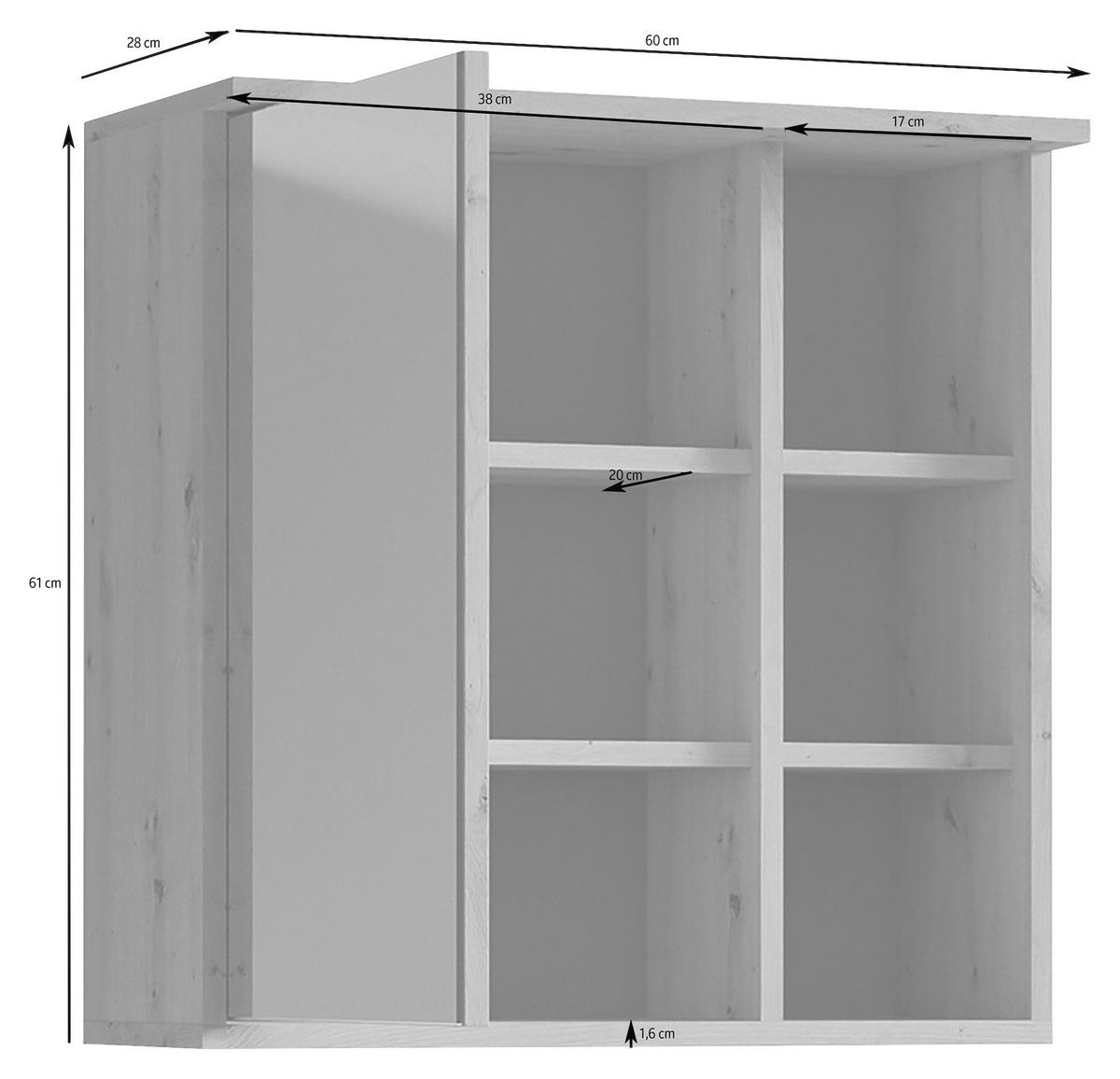 Spiegelschrank Wellness Schwarz/Weiß B: 60 cm - Schwarz/Weiß, MODERN, Glas/Holzwerkstoff (60/61/28cm) - MID.YOU