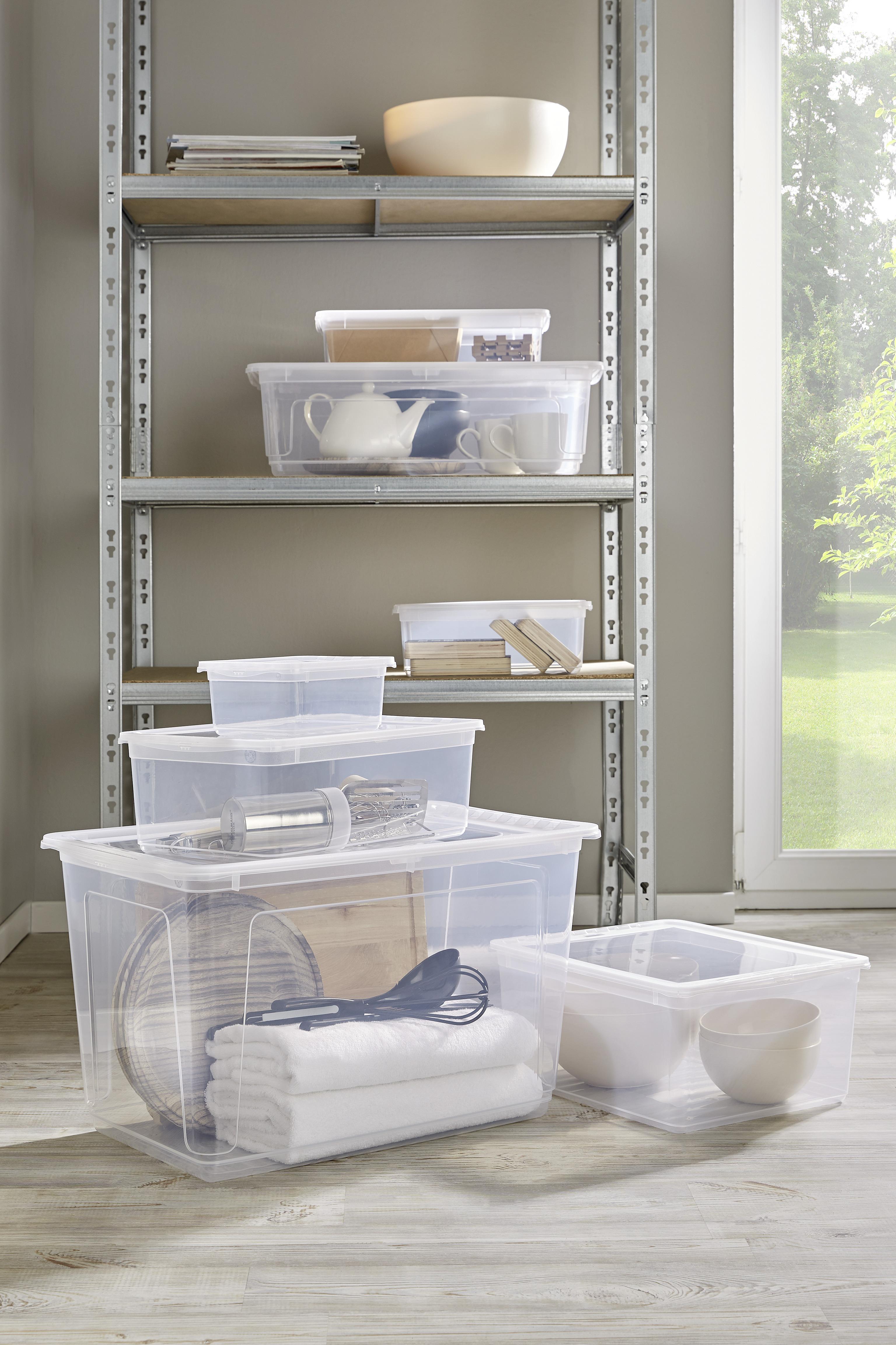 Aufbewahrungsbox Bea mit Deckel Kunststoff 19,5x16,5x8,5 cm - Transparent, KONVENTIONELL, Kunststoff (19,5/16,5/8,5cm) - Homezone