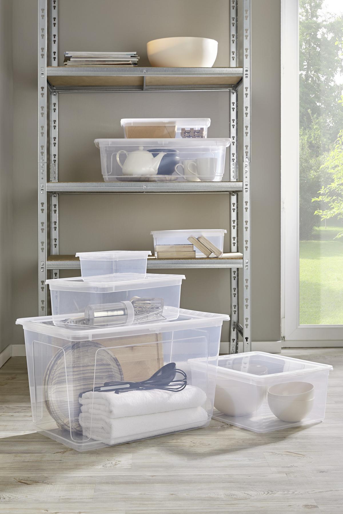 Aufbewahrungsbox Bea mit Deckel Kunststoff 19,5x16,5x8,5 cm - Transparent, KONVENTIONELL, Kunststoff (19,5/16,5/8,5cm) - Homezone