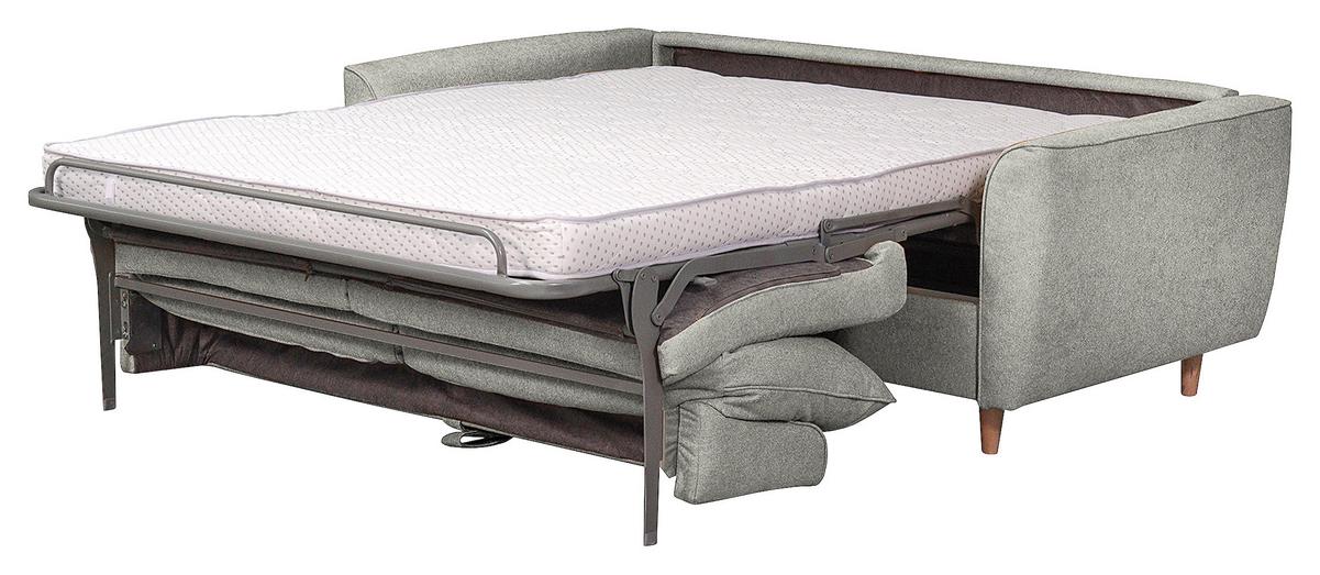 Schlafsofa Winter Hellgrau B: 195 cm - Buchefarben/Hellgrau, Design, Textil (195/90/102cm) - Livetastic