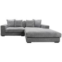 Ecksofa Funny mit Kissen Grau Cord - Schwarz/Grau, Design, Textil (285/195cm) - MID.YOU