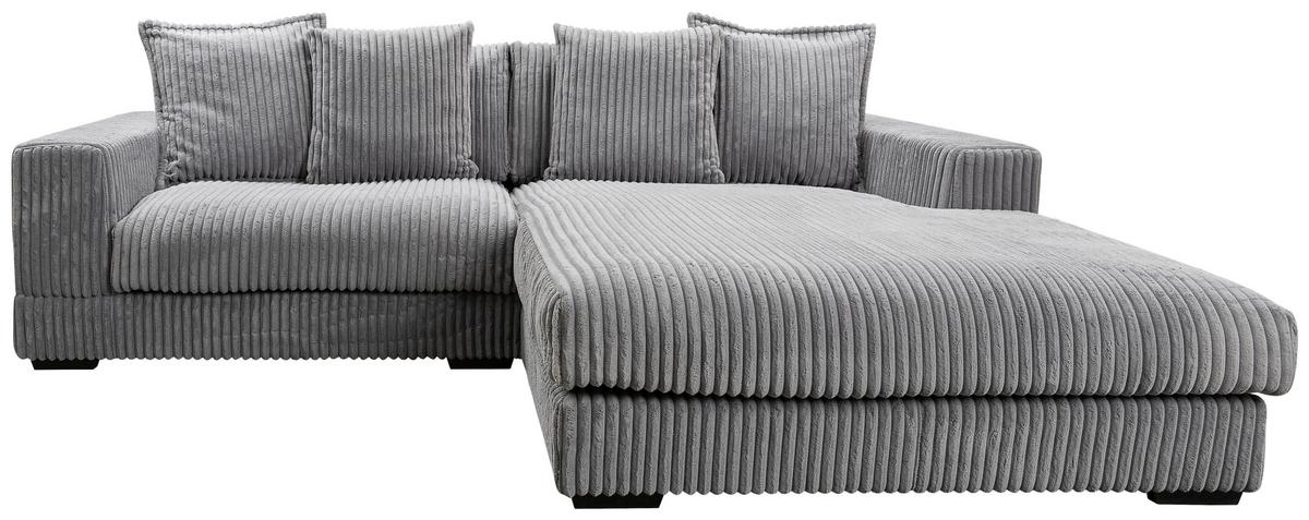 Ecksofa Funny mit Kissen Grau Cord - Schwarz/Grau, Design, Textil (285/195cm) - MID.YOU
