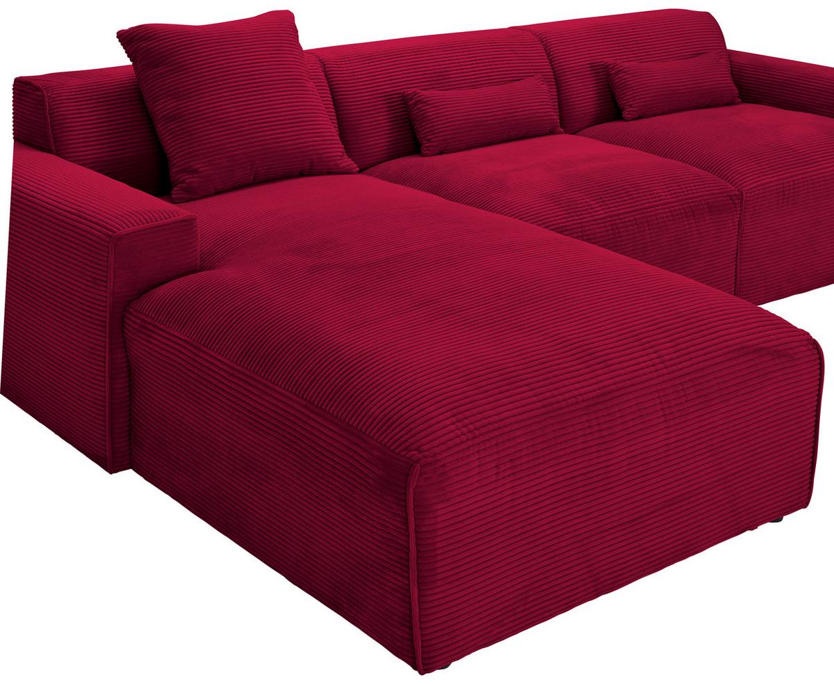 Ecksofa Pearl - Rot/Schwarz, Design, Textil (303/196cm) - Livetastic