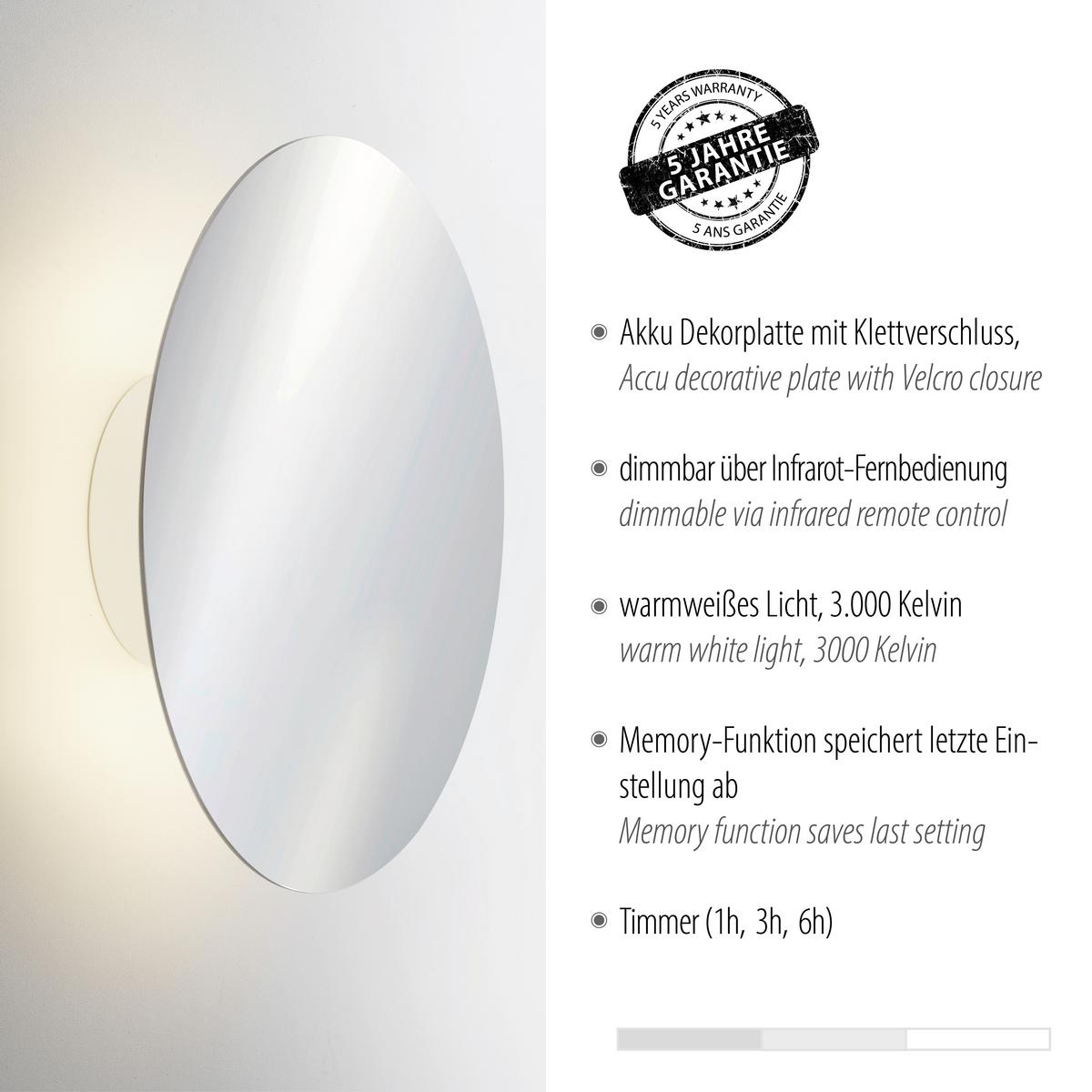 Akku-Wandleuchte Akku Punuta 8153-17 - Chromfarben, Design, Kunststoff/Metall (25/6,5/25cm) - Paul Neuhaus