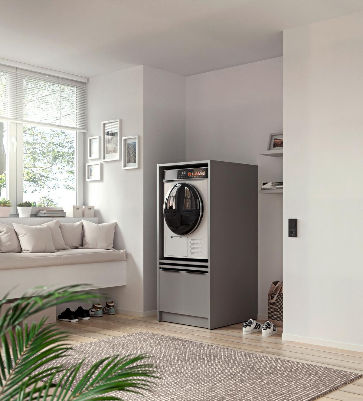 SKŘÍŇKA NAD PRAČKU TIDY HERO - šedá/černá, Basics, kov/kompozitní dřevo (70/150/68cm) - P & B