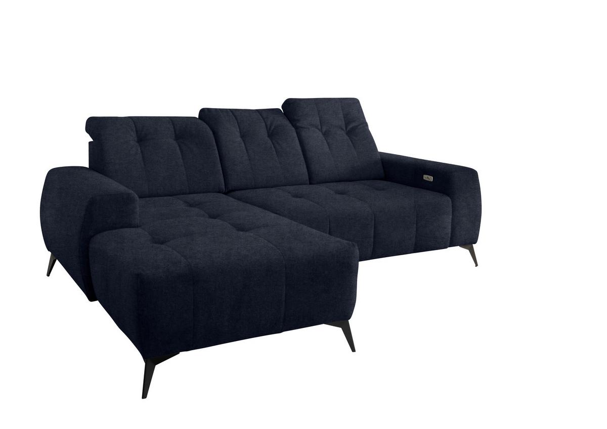 Ecksofa Mit Usb Anschluss Sano, Dunkelblau, S:180x258 Cm - Schwarz/Dunkelblau, MODERN, Textil (180/258cm) - Livetastic
