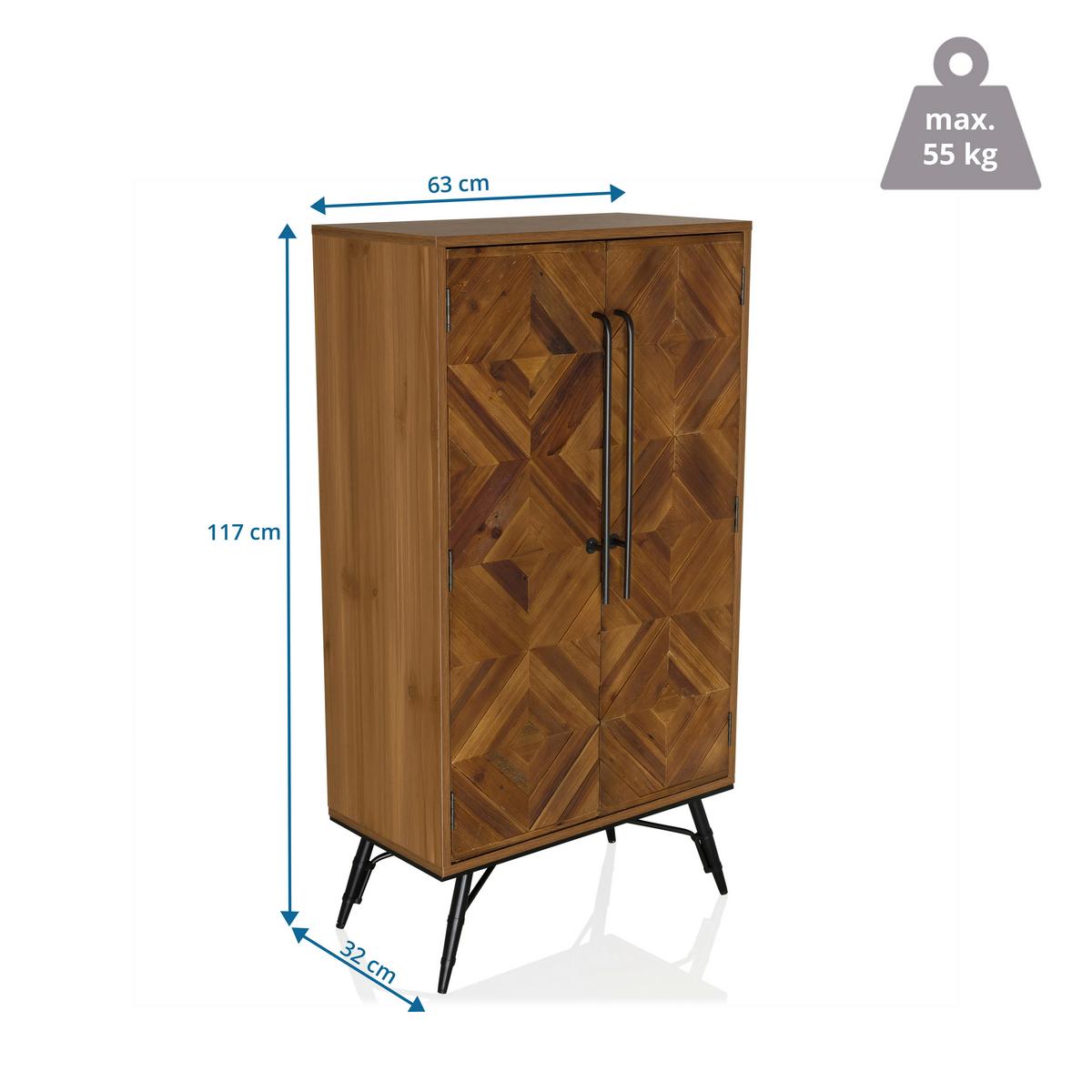 KOMODA SANTJAGO WOOD HIGH - čierna/tmavohnedá, Modern, kov/drevo (63/117/32cm) - MID.YOU