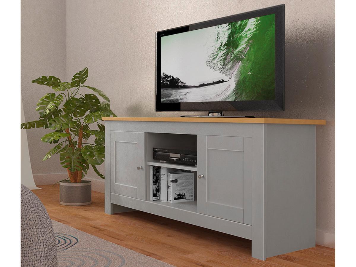 Lowboard Emerald Grau Naturfarben B: 120 cm - Naturfarben/Grau, Design, Holzwerkstoff (120/58/39cm) - MID.YOU