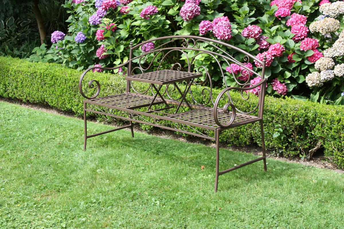 Gartenbank Saket - Braun, Basics, Metall (53/94,5/147cm) - Gardenson