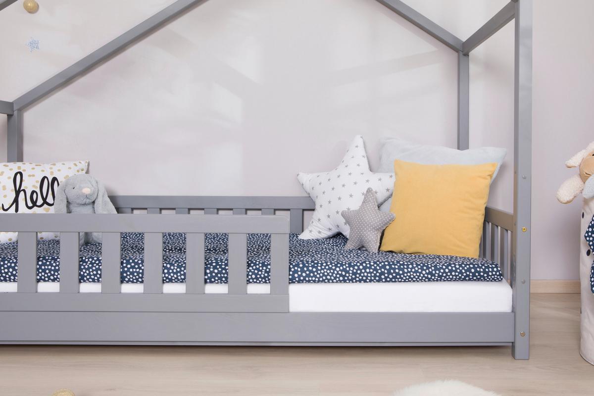 Hausbett Lou Bettschublade Hellgrau B: 100 Cm - Hellgrau/Naturfarben, MODERN, Holz (100/200cm) - MID.YOU