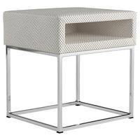 Nachtkästchen Emily 1 - Creme/Alufarben, MODERN, Holzwerkstoff/Textil (47/55/43cm) - Luca Bessoni