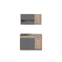 Konyhablokk Dalila - szürke tölgy/szürke, Basics, faalapú anyag (120/206,5/51,5cm)