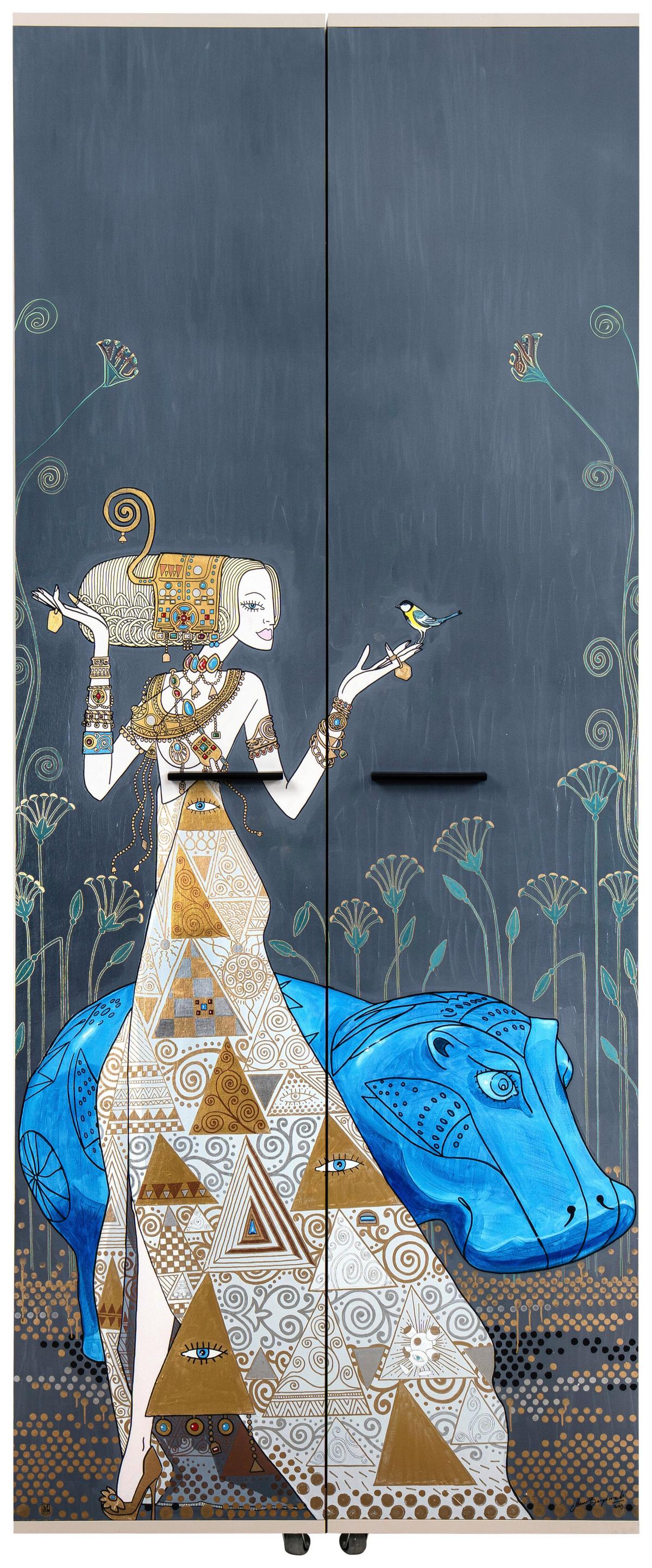 Schuhschrank Hippo Multicolor B: 74cm - Multicolor/Schwarz, Design, Holzwerkstoff (74/181,5/34cm) - MID.YOU