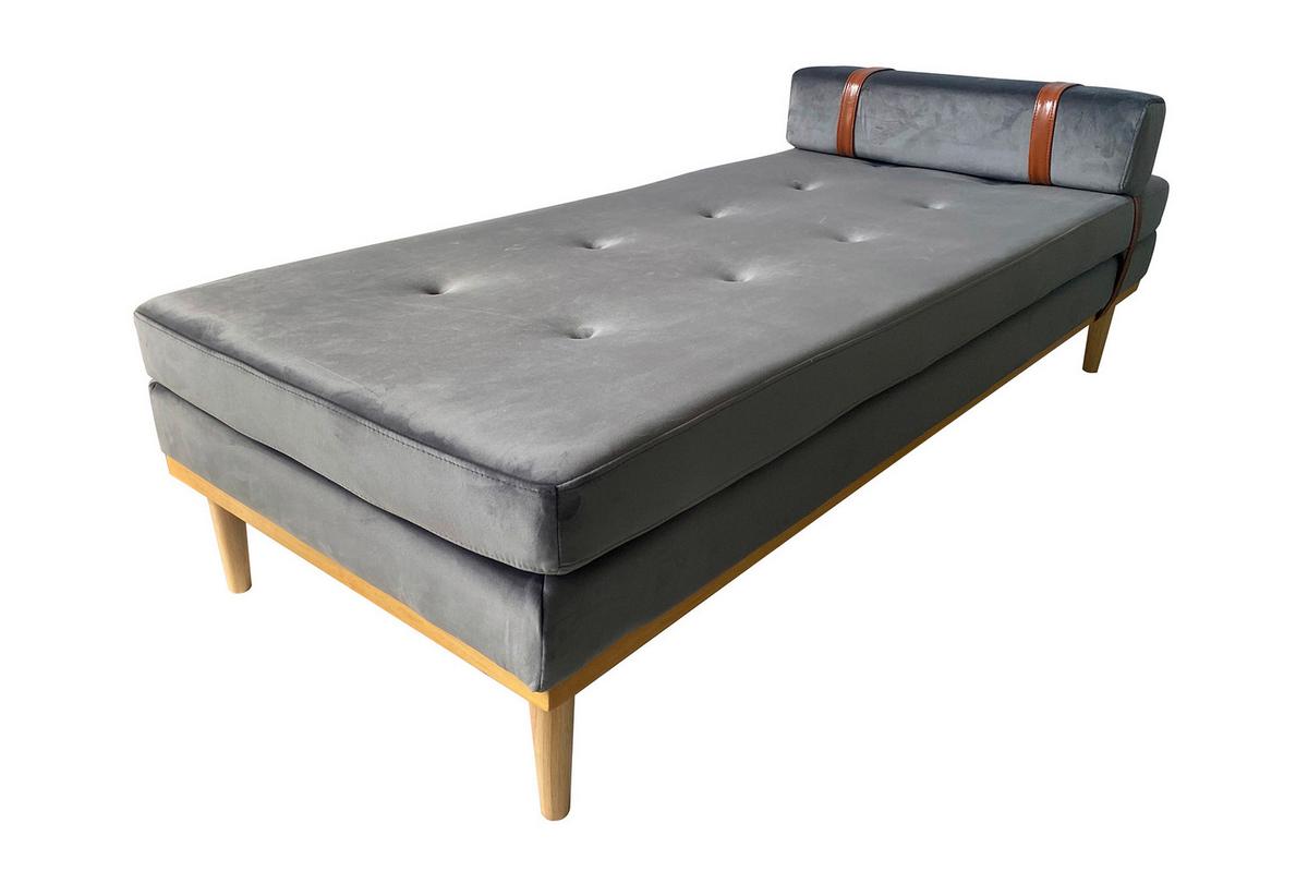Chaiselongue Daybed Samt Grau B: 180 Cm - Naturfarben/Grau, MODERN, Textil (180/42/75cm) - Livetastic