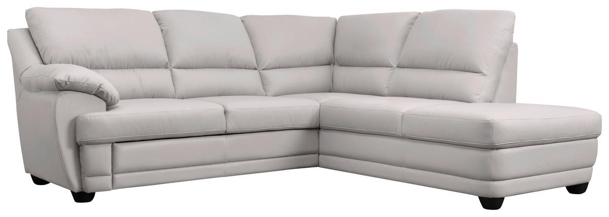 Ecksofa Nebolo Hellgrau Lederlook - Hellgrau, Design, Textil (245/225cm) - Livetastic