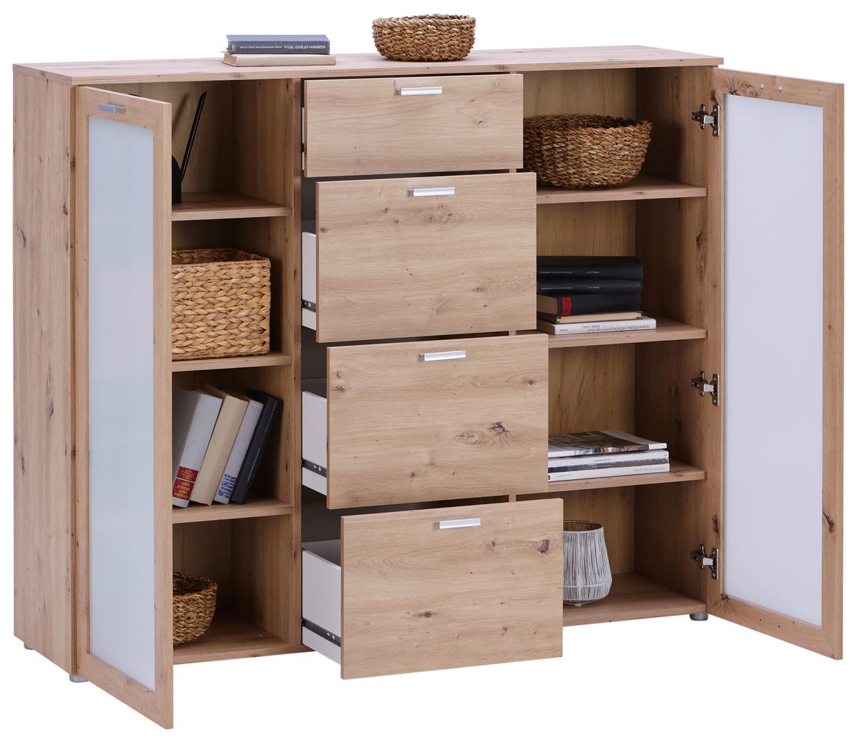 Kommode B: 135 cm Xeno Artisan Eiche Dekor - MODERN, Holzwerkstoff (135/115/37cm)