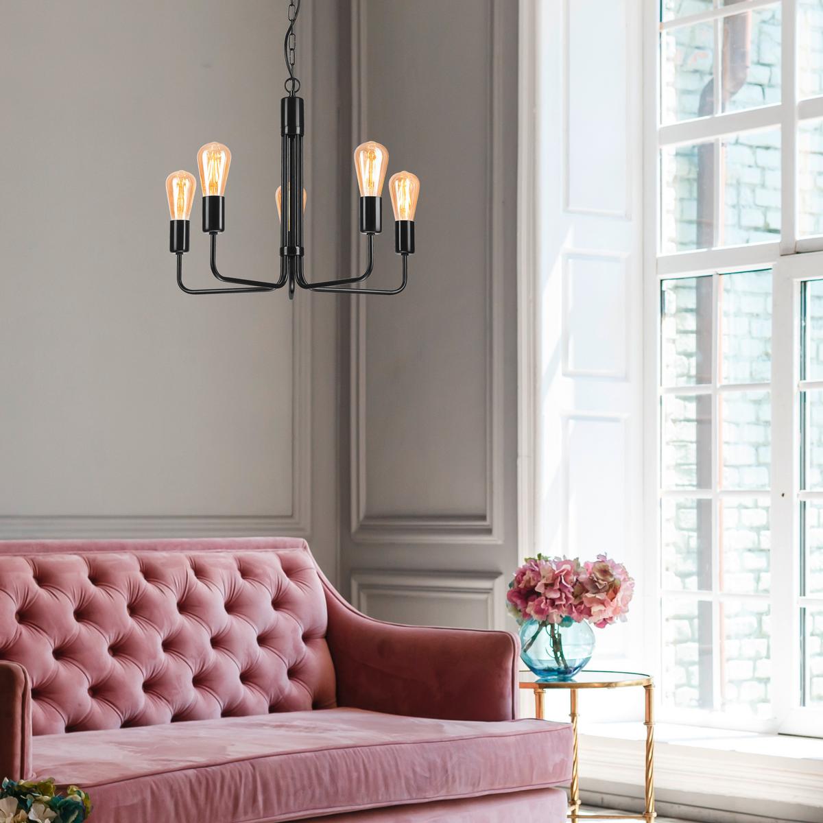 Hängeleuchte 44552 Tiffany - Schwarz Hochglanz, KONVENTIONELL, Metall (98/54/98cm)