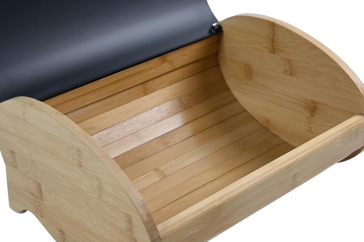 BOX NA CHLIEB SVEA - čierna/prírodná farba, Modern, kov/drevo (35/25/15,5cm) - Modern Living
