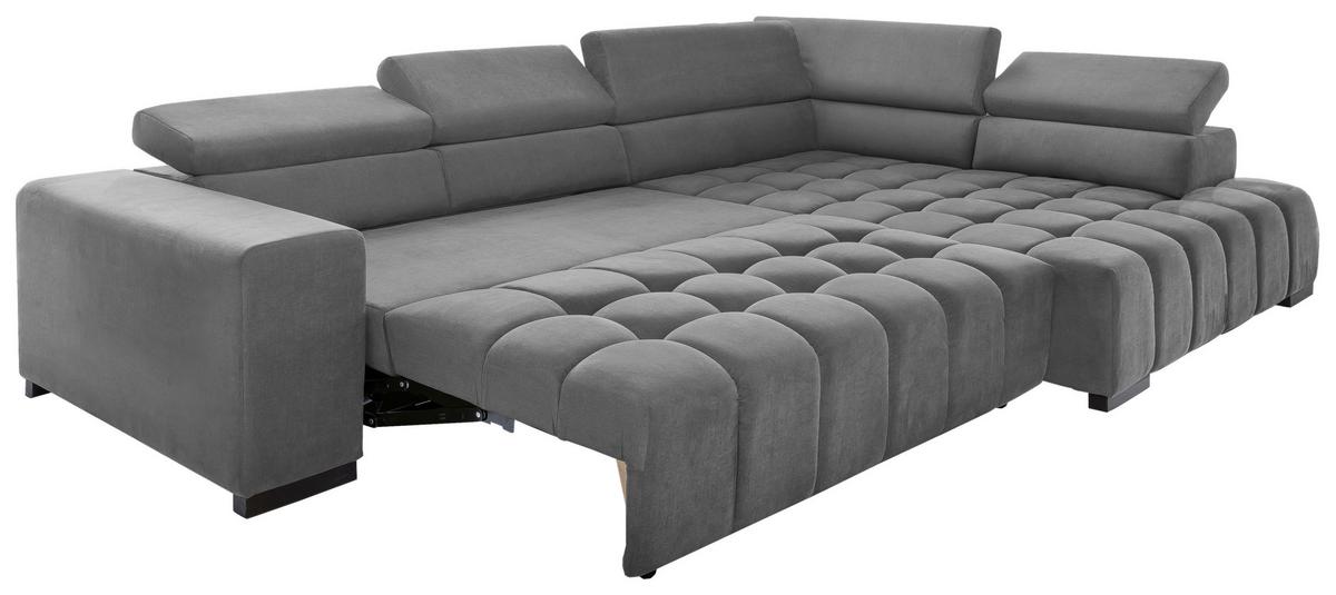 Eckschlafsofa Elias Neu Grau S: 307 cm - Schwarz/Grau, Design, Textil (307/201cm) - Livetastic