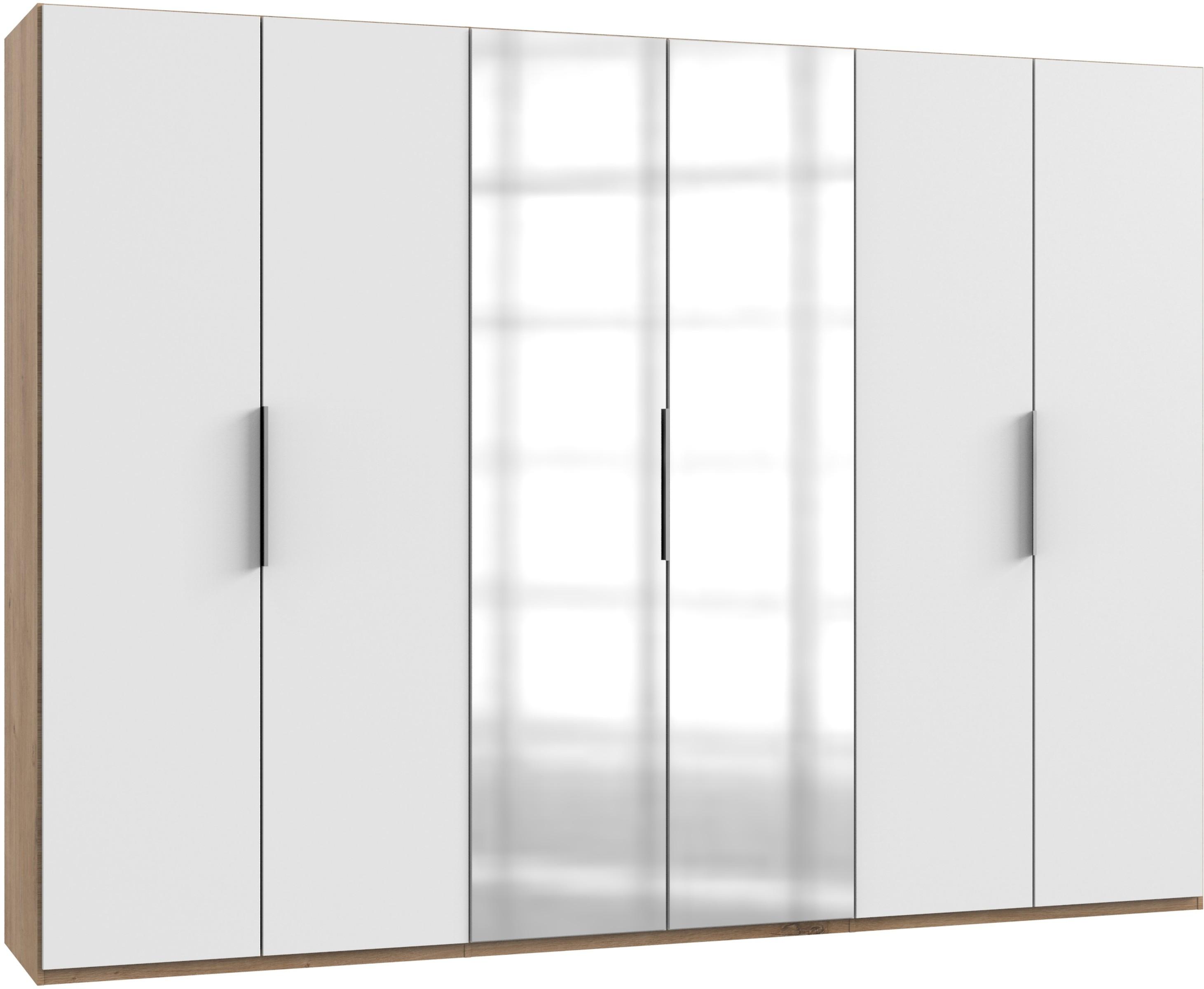 Drehtürenschrank Mit Spiegel 300 Cm Level, Weiß/eiche Dekor - Eichefarben/Weiß, MODERN, Holzwerkstoff (300/216/58cm) - MID.YOU