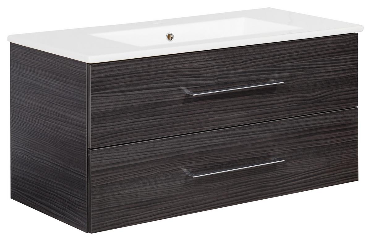 Waschbecken Mit Unterschrank Perfekt B: 103cm Braun - Dunkelbraun/Weiß, MODERN, Keramik/Holzwerkstoff (103cm) - MID.YOU