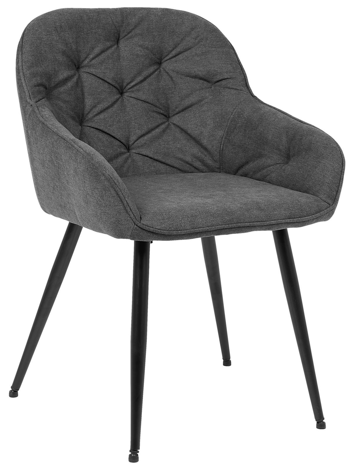 Armlehnstuhl Ancona Webstoff Grau B: 55cm - Schwarz/Grau, ROMANTIK / LANDHAUS, Textil/Metall (55/80/61cm) - Livetastic