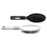 Haarbürste Francisca Schwarz/silberfarben Oval - Silberfarben/Schwarz, KONVENTIONELL, Kunststoff (7/25,5/4cm)