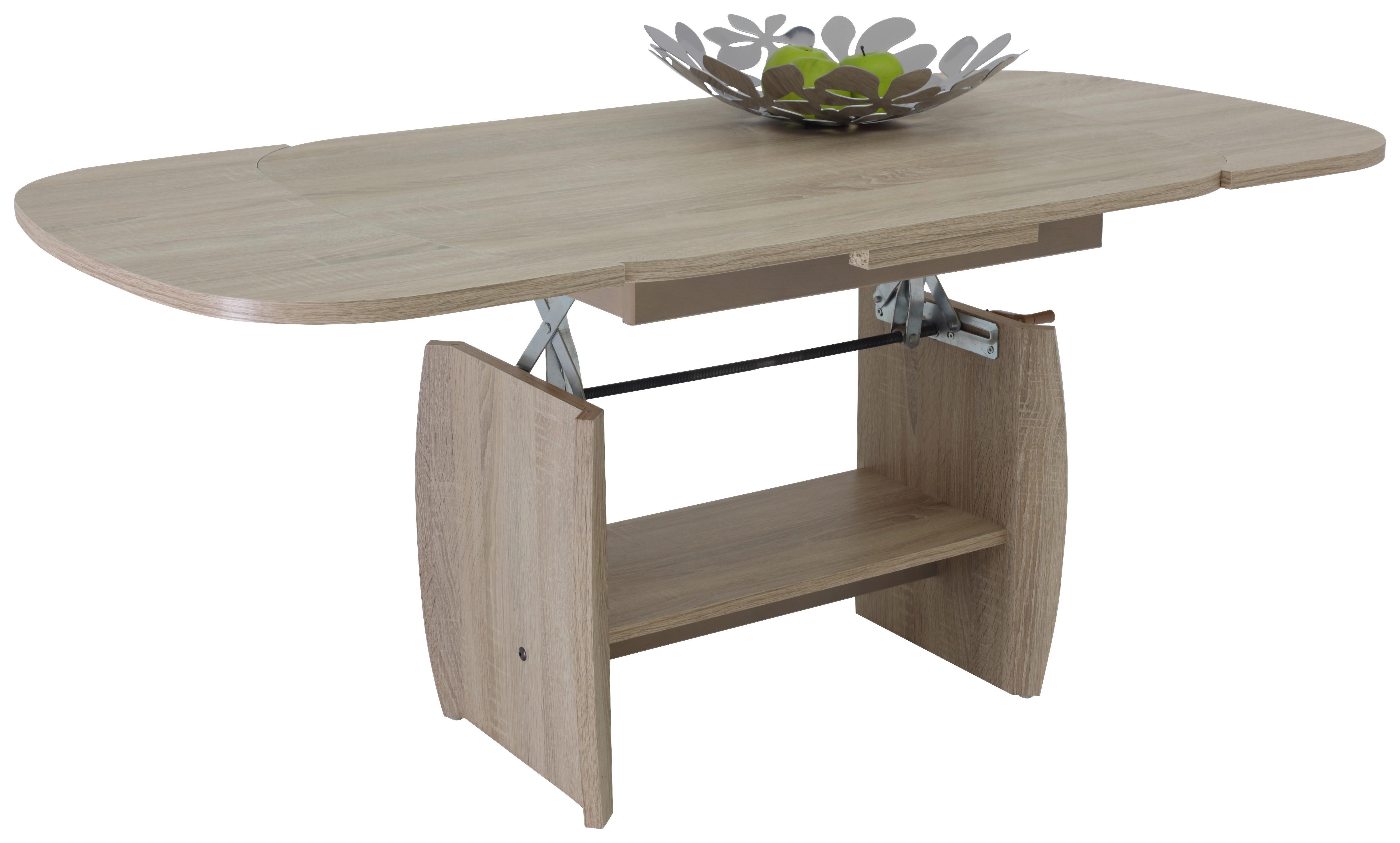 Couchtisch Höhenverstellbar + Ablagefach Michael, Eichefarbe - Sonoma Eiche, Basics, Holzwerkstoff (90/68/52cm) - MID.YOU
