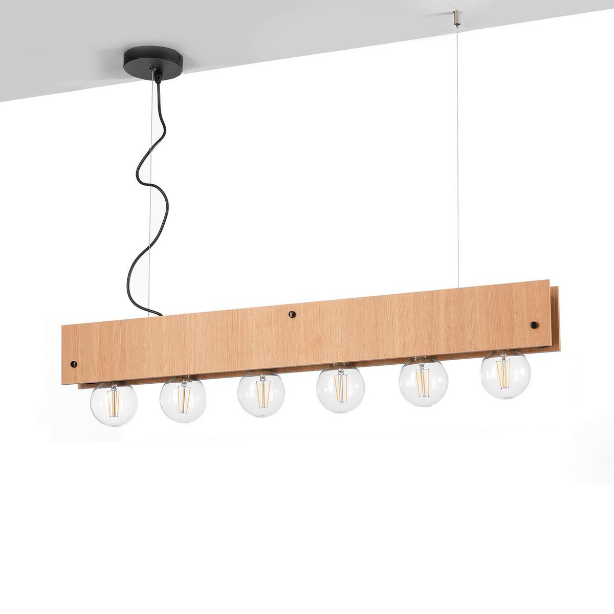 Hängeleuchte 5064/Sl - Eichefarben/Schwarz, Natur, Metall (100/9/150cm)