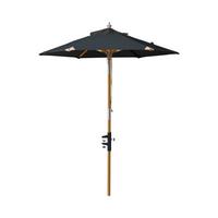 Sonnenschirm BL: 180x180cm schwarz - Schwarz/Teakfarben, KONVENTIONELL, Holzwerkstoff (180/180cm) - Gardenson