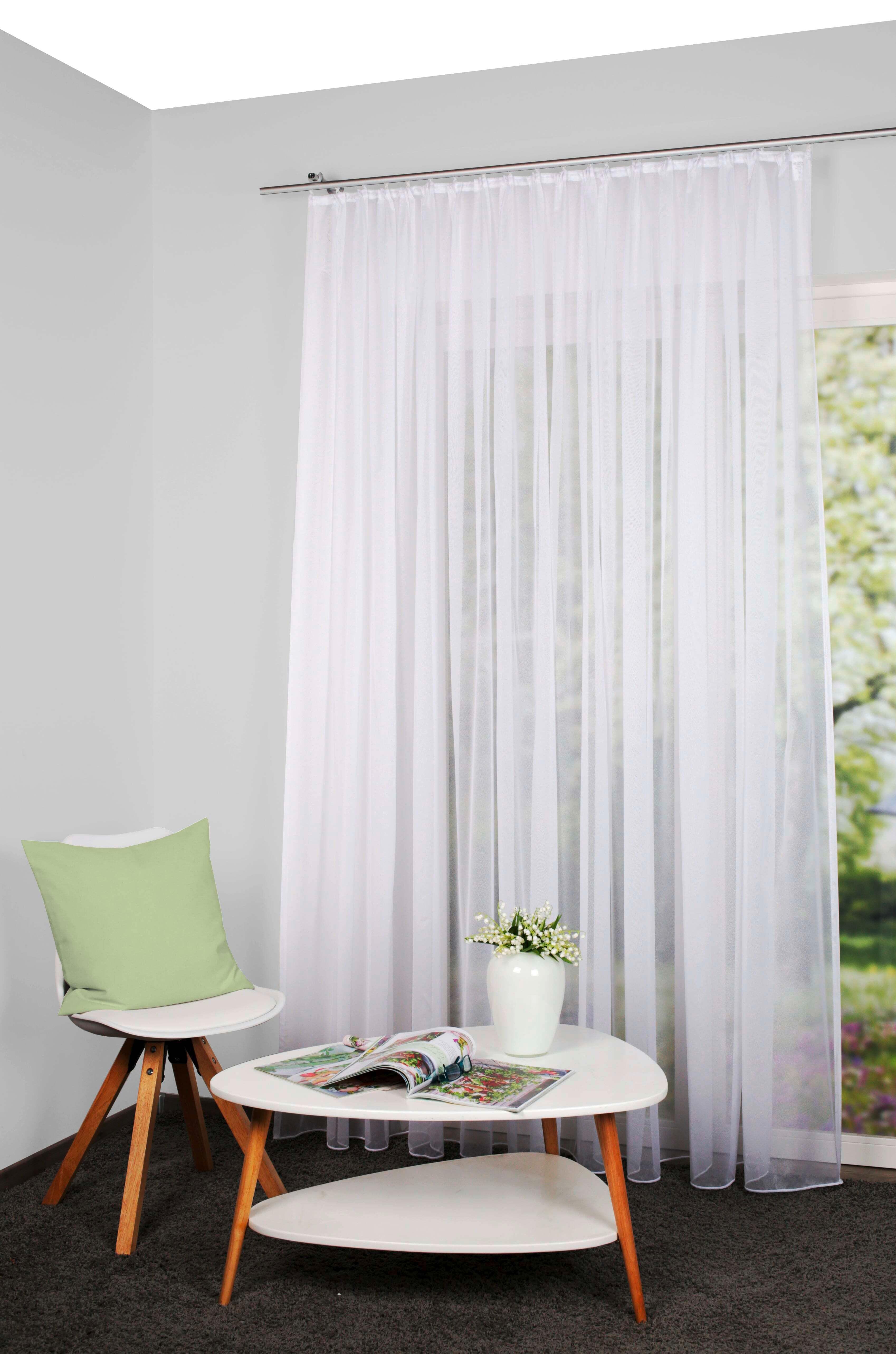 KUSOVÁ ZÁCLONA DAFNE - bílá, Basics, textil (450/145cm) - Schmidt W. Gmbh