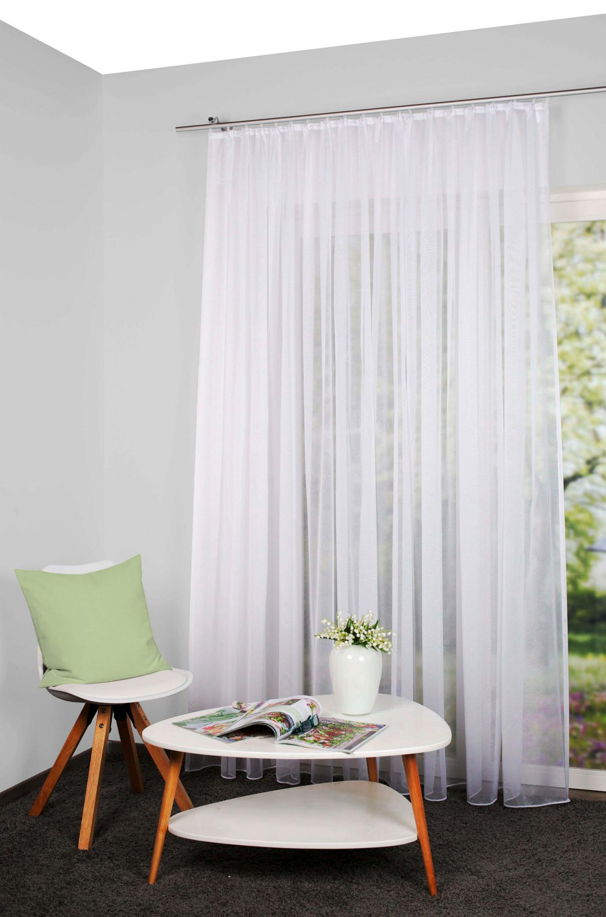 KUSOVÁ ZÁCLONA DAFNE - biela, Basics, textil (600/145cm) - Schmidt W. Gmbh