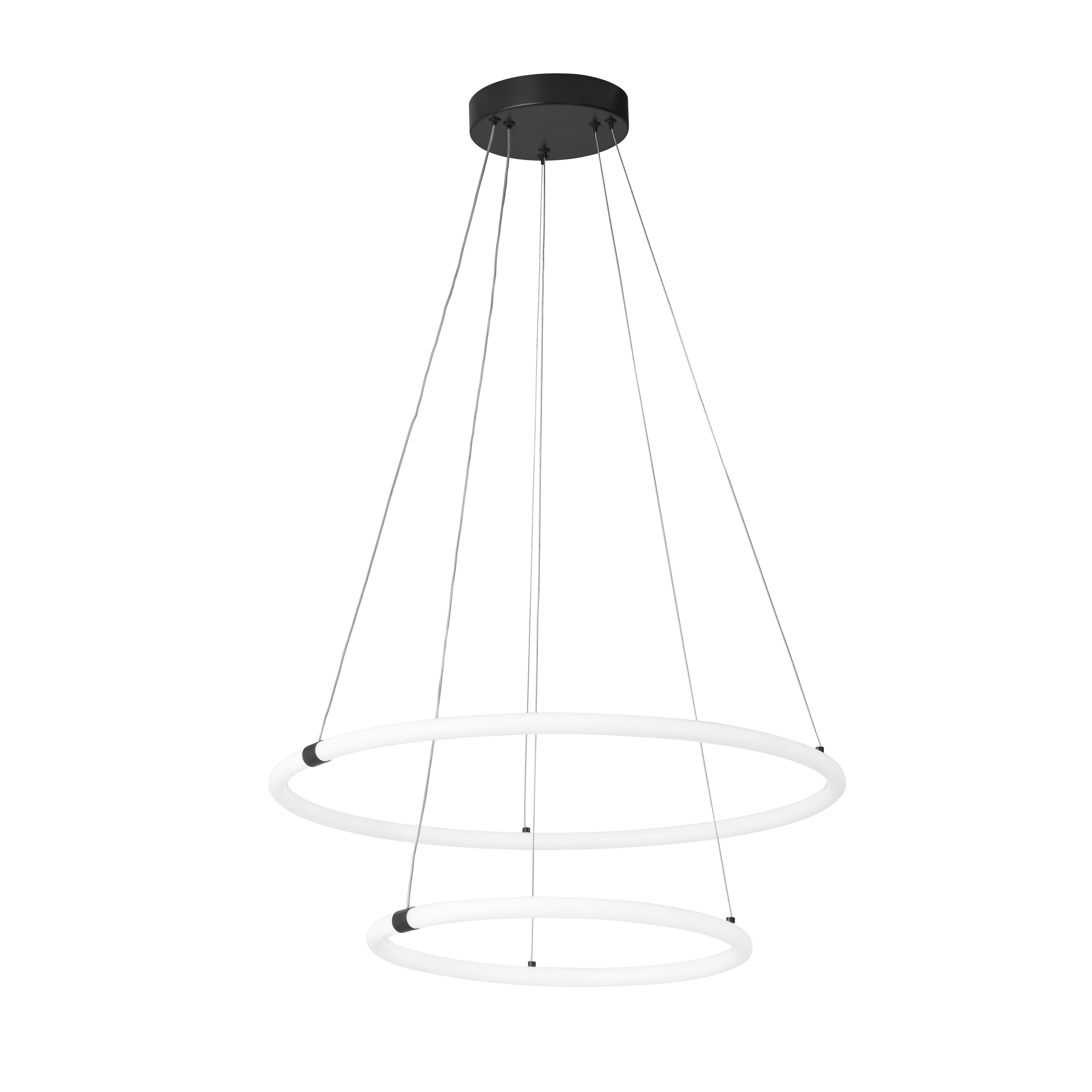 Led-pendelleuchte 40176-2bk - Schwarz/Weiß, Design, Kunststoff/Metall (59/120cm)