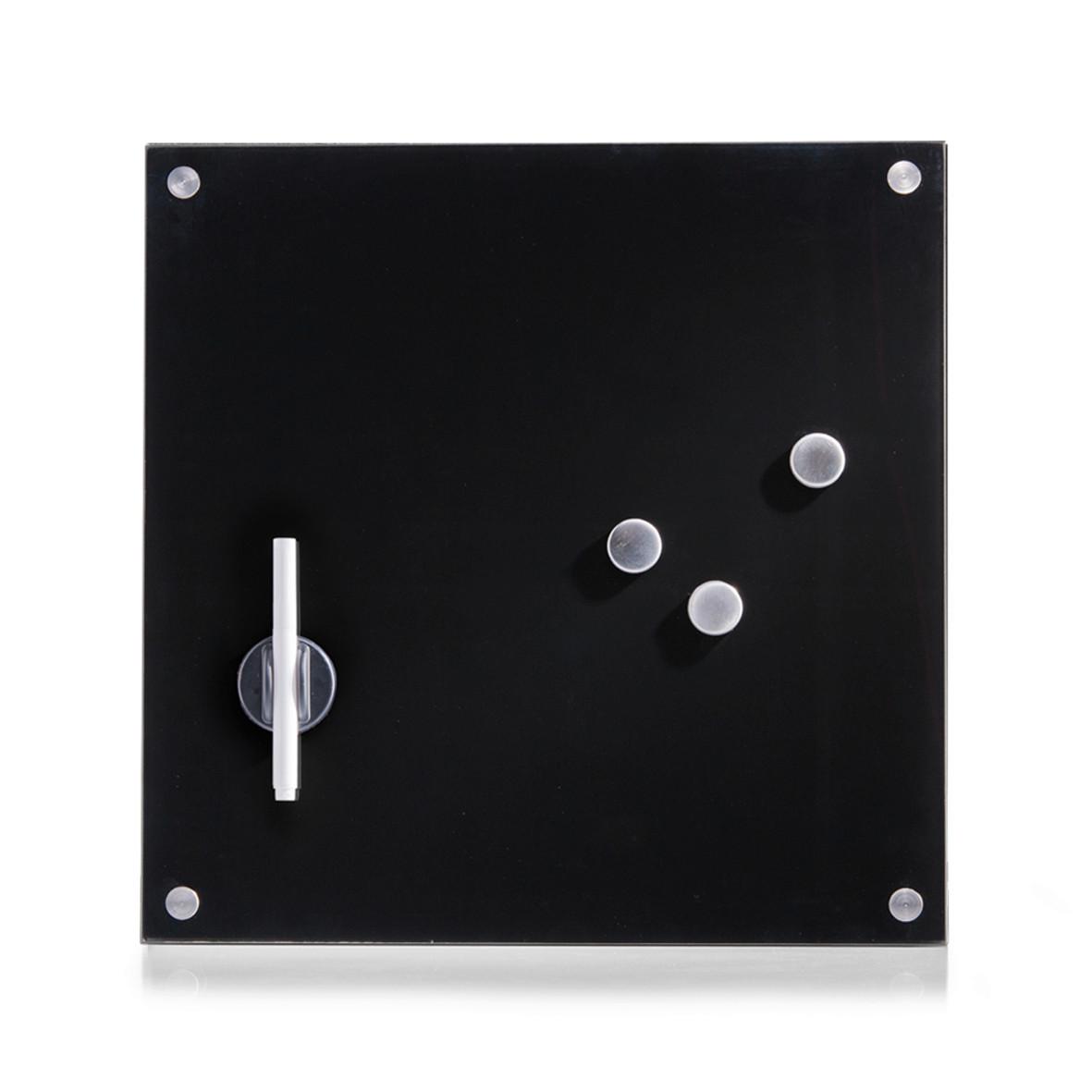 Memoboard Schwarz LxBxH: ca. 40x40x1,6 cm - Silberfarben/Schwarz, Basics, Glas/Metall (40/40/1.6cm) - Zeller Present