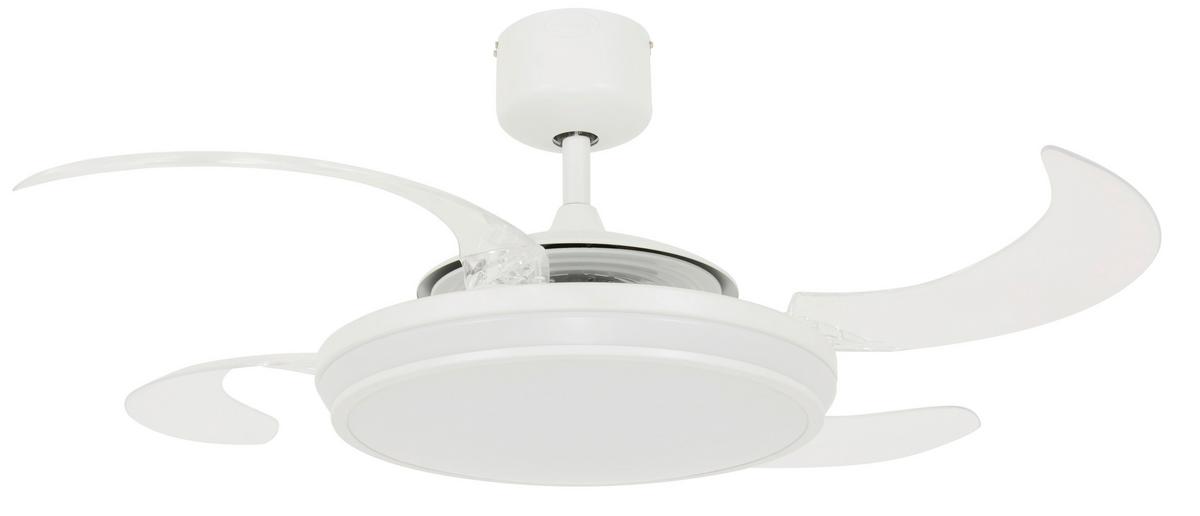 Deckenventilator Fanaway Weiß 4 Kunststoffflügel,led-Leuchte - Klar/Weiß, Basics, Kunststoff/Metall (122/41cm) - P & B