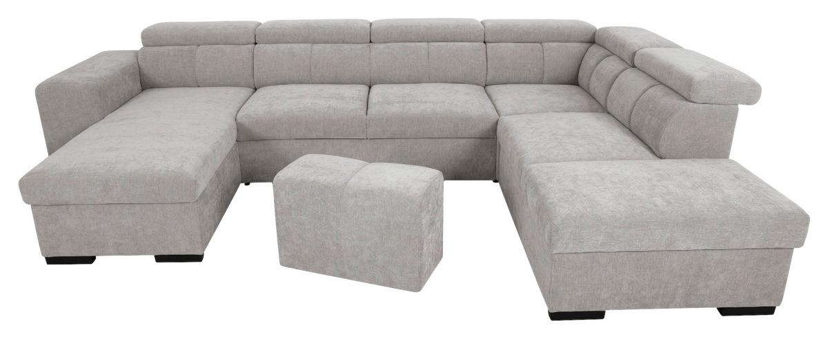 Wohnlandschaft Sirus XL hellgrau,219x334cm - Eichefarben/Hellgrau, KONVENTIONELL, Holz/Holzwerkstoff