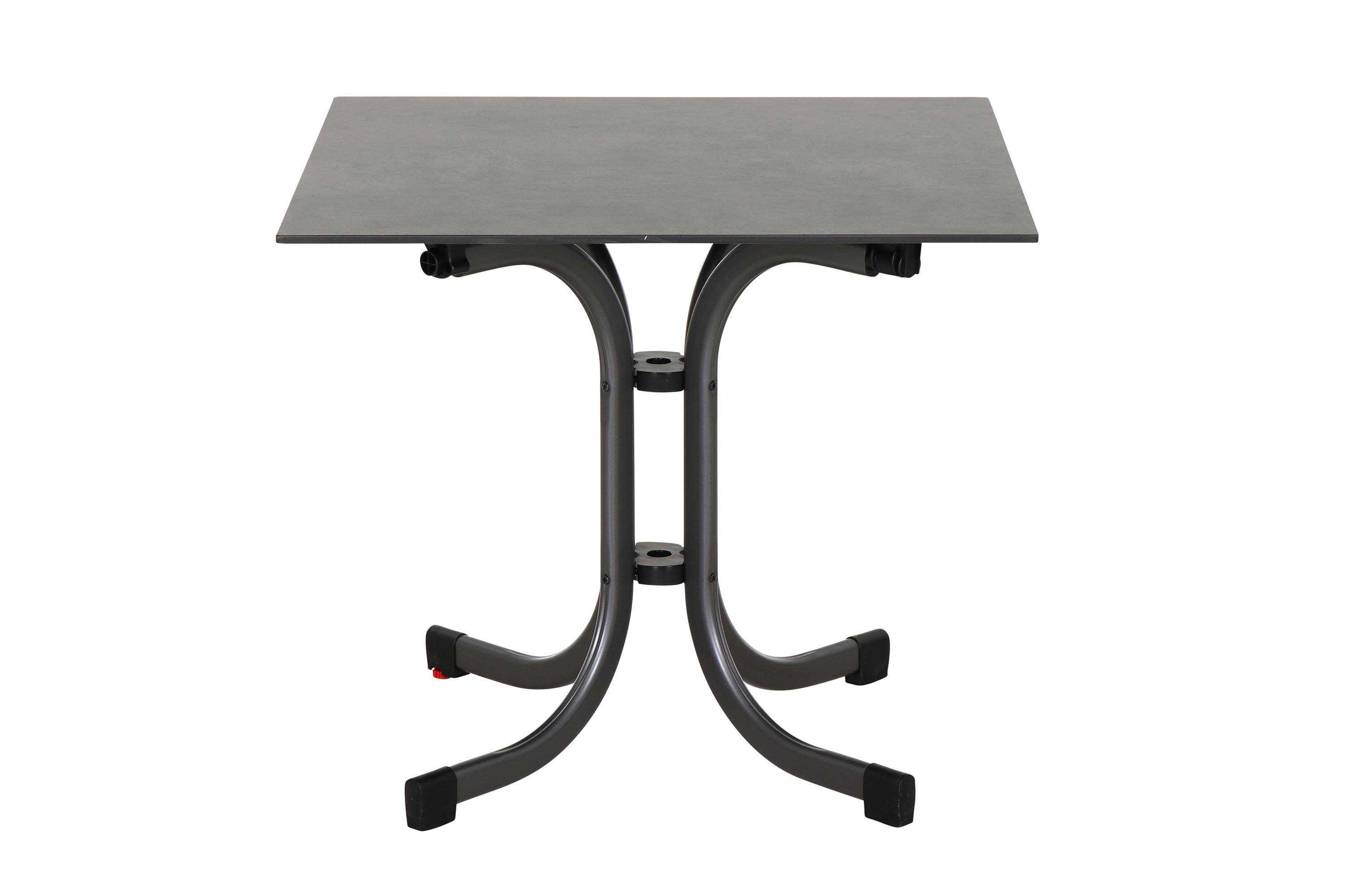Gartentisch Klappbar Metall/ Kunststoff/Holz L 80 cm - Anthrazit, KONVENTIONELL, Holzwerkstoff/Kunststoff (80/80/71cm) - Siena Garden