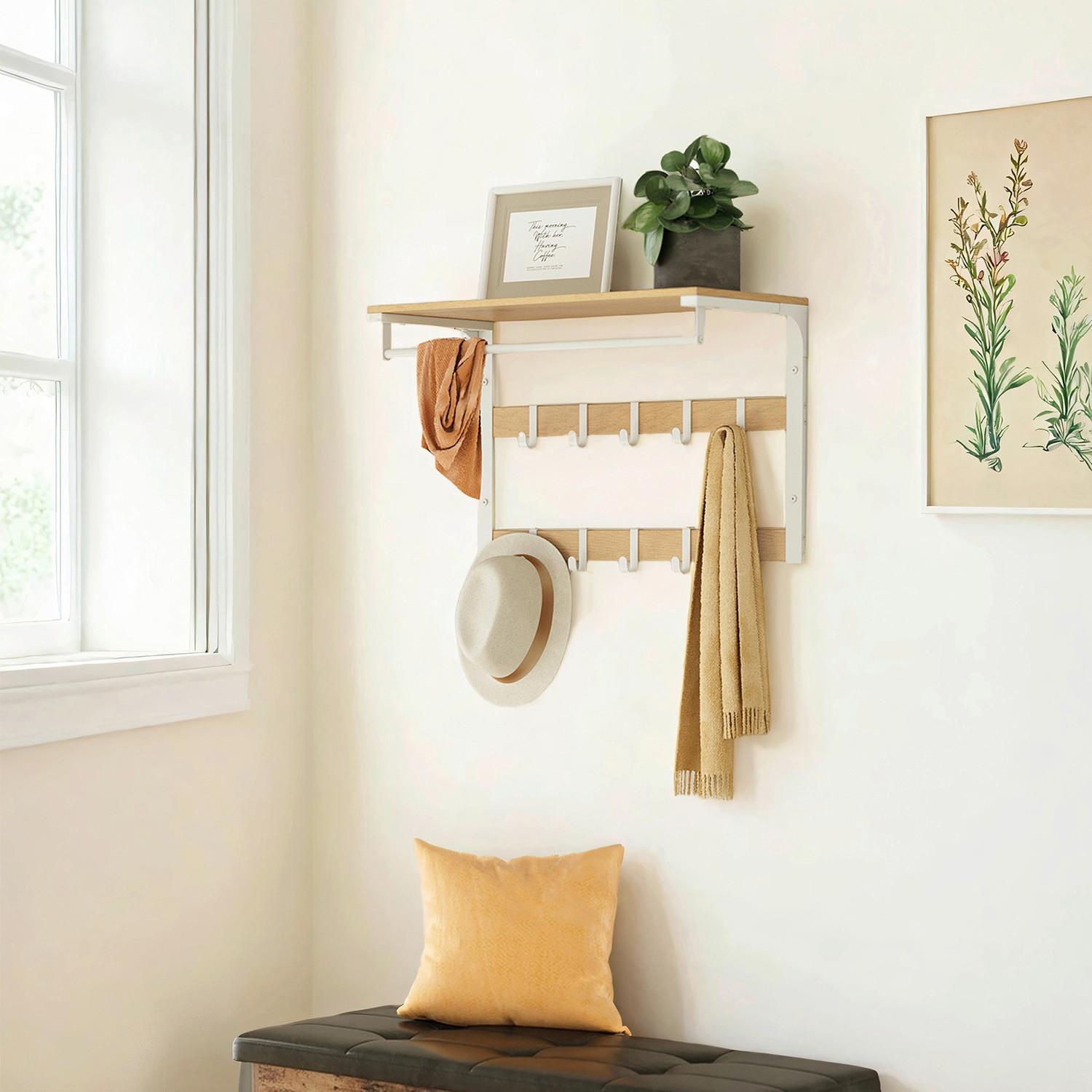 Wandgarderobe Coat Rack - Eichefarben/Weiß, MODERN, Holzwerkstoff/Metall (65/42/30cm) - MID.YOU